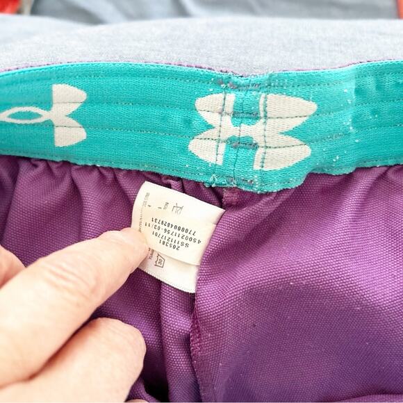 Under Armour Womens Purple Athletic Running Shorts with Yellow Trim Size XS - Picture 3 of 5
